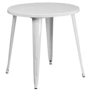 White Round Metal Outdoor Bistro Table