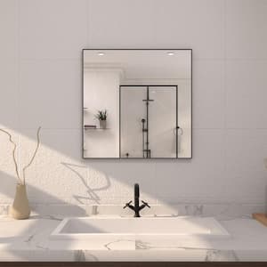 30 in. W x 30 in. H Rectangular Framed Wall Bathroom Vanity Mirror in Matte Black