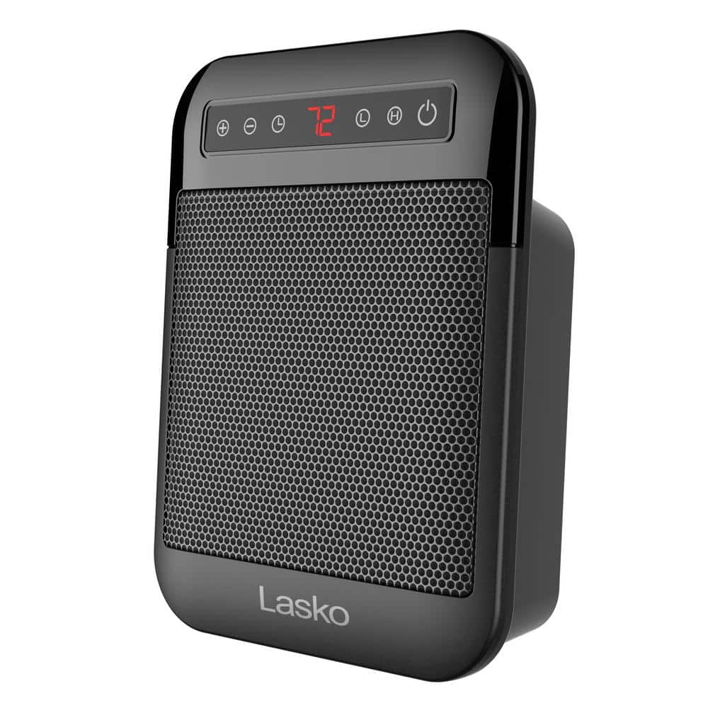Compact Black Ceramic Electric Space Heater with Adjustable Thermostat