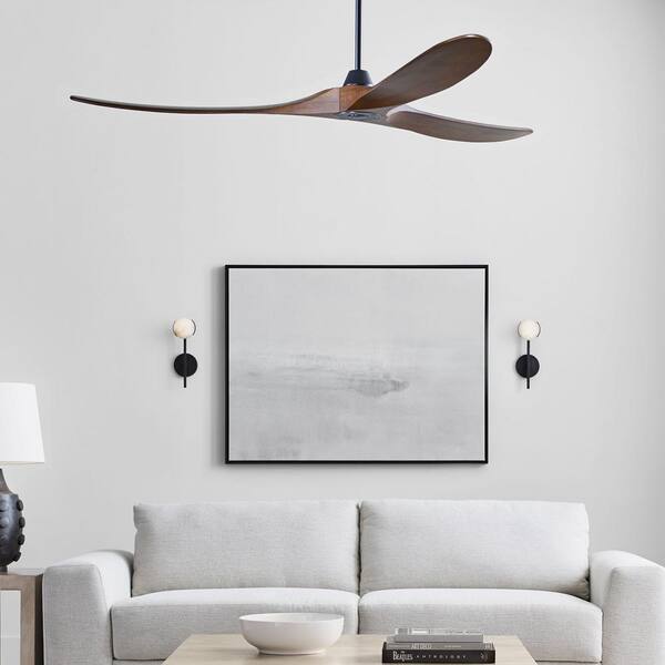 Maverick Max 70 in. Indoor/Outdoor Matte Black Ceiling Fan with Dark Walnut Balsa Blades, DC Motor and Remote Control
