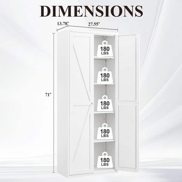 70.8 in. W x 27.6 in. D x 13.8 in. H White Metal Outdoor Storage