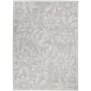 Whimsicle Grey 5 ft. x 7 ft. Floral Contemporary Area Rug