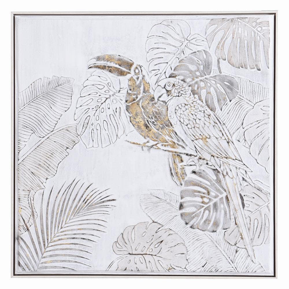 StyleCraft Kalani Framed Animal Wall Art 33 in. x 33 in. Toucan Play