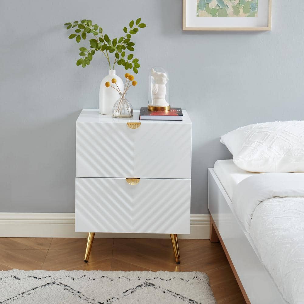 20 in. x 25 in. 2-Drawer Nightstand in White price history on PriceWatchPro
