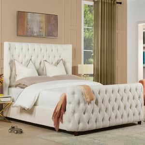 Antique White Queen Brooklyn Tufted Headboard Bed