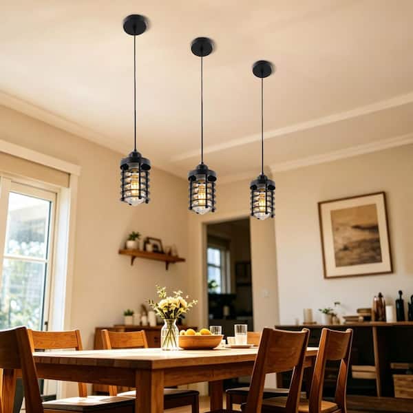 OUKANING 1-Light Unique Industrial Mini Metal Hanging Lamp