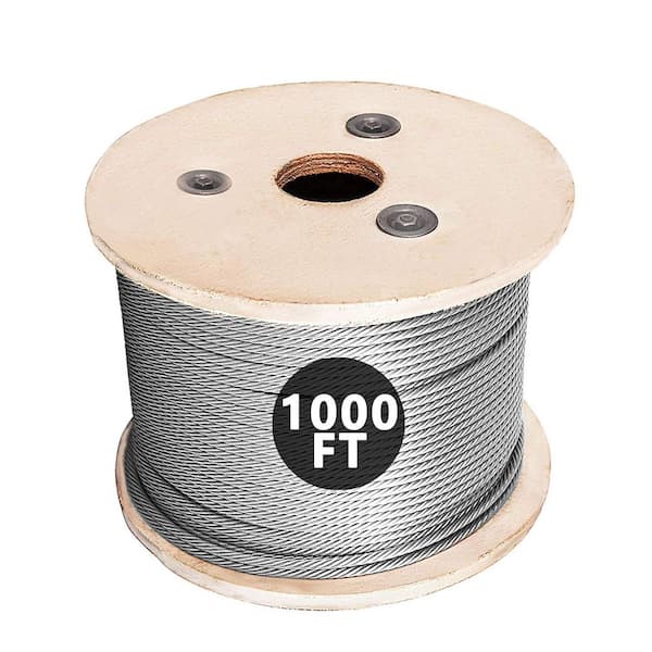 1000FT 1/8 Inch Stainless Steel T316 Cable Rope for Deck Railing 7x7 Strands Marine Grade for Rail Deck DIY Balustrade