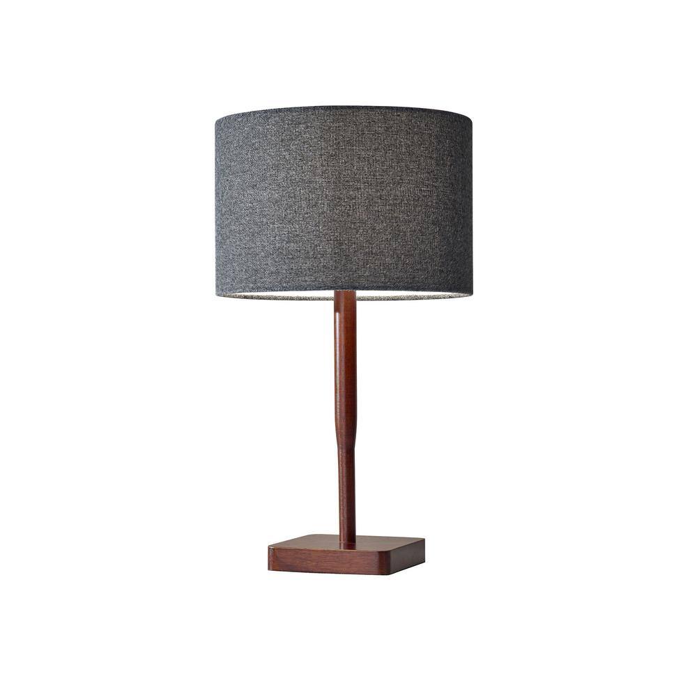 Ellis 21 in. Walnut Rubberwood Table Lamp