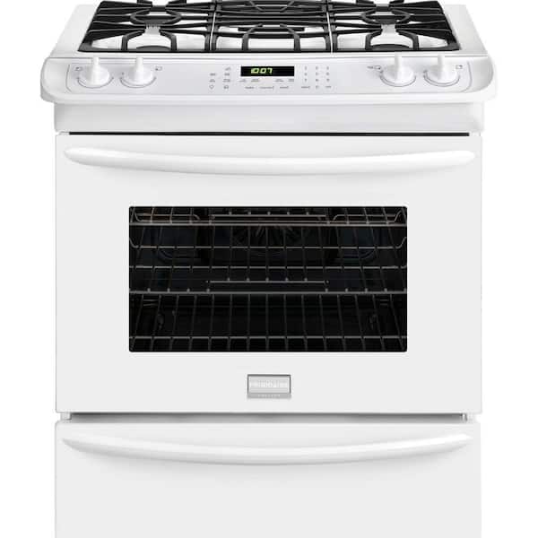 Frigidaire 30 in. 4.6 cu. ft. Slide-In Gas Range with Self-Cleaning Convection Oven in White