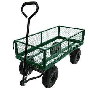 Anky 300 lbs. Capacity Removable Sides Matel Steel Mesh Heavy-Duty Utility Wagon Outdoor Garden Cart