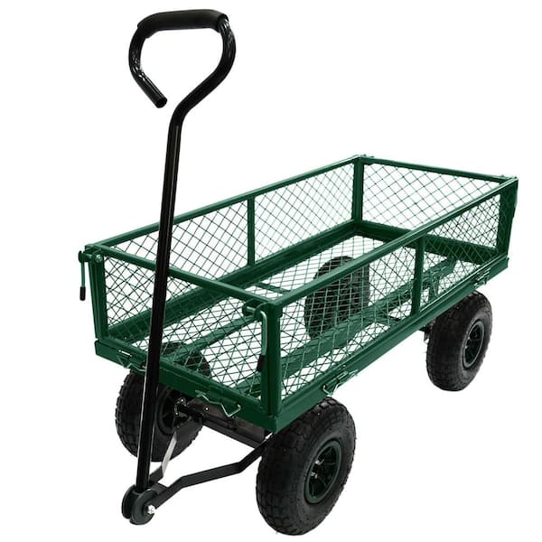 Miscool Anky 300 lbs. Capacity Removable Sides Matel Steel Mesh Heavy-Duty Utility Wagon Outdoor Garden Cart