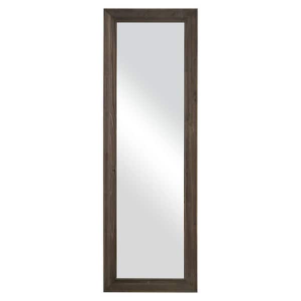 Lirago 64 in. x 21 in. Modern Solid Wood Rectangle Framed Dark Grey Full LengthDecorative Mirror