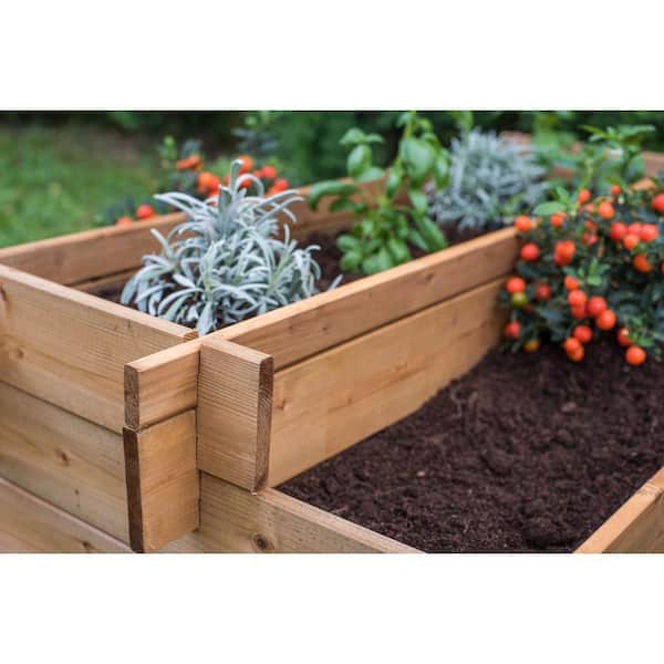 55 in. L x 44.5 in. W x 14.6 in. H Tiered 5 Section Wood Raised
