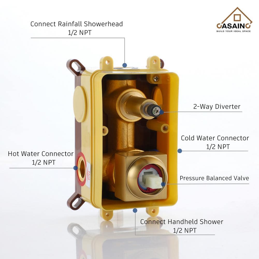 Large Brushed Nickel Dual Rain Shower System with Handheld