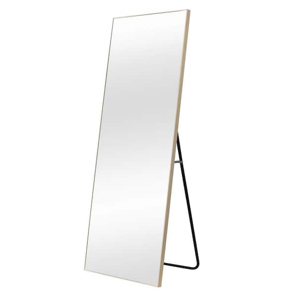 Dovelina 65 in. H x 22 in. W Modern Rectangle Framed Beige Floor Standing Mirror