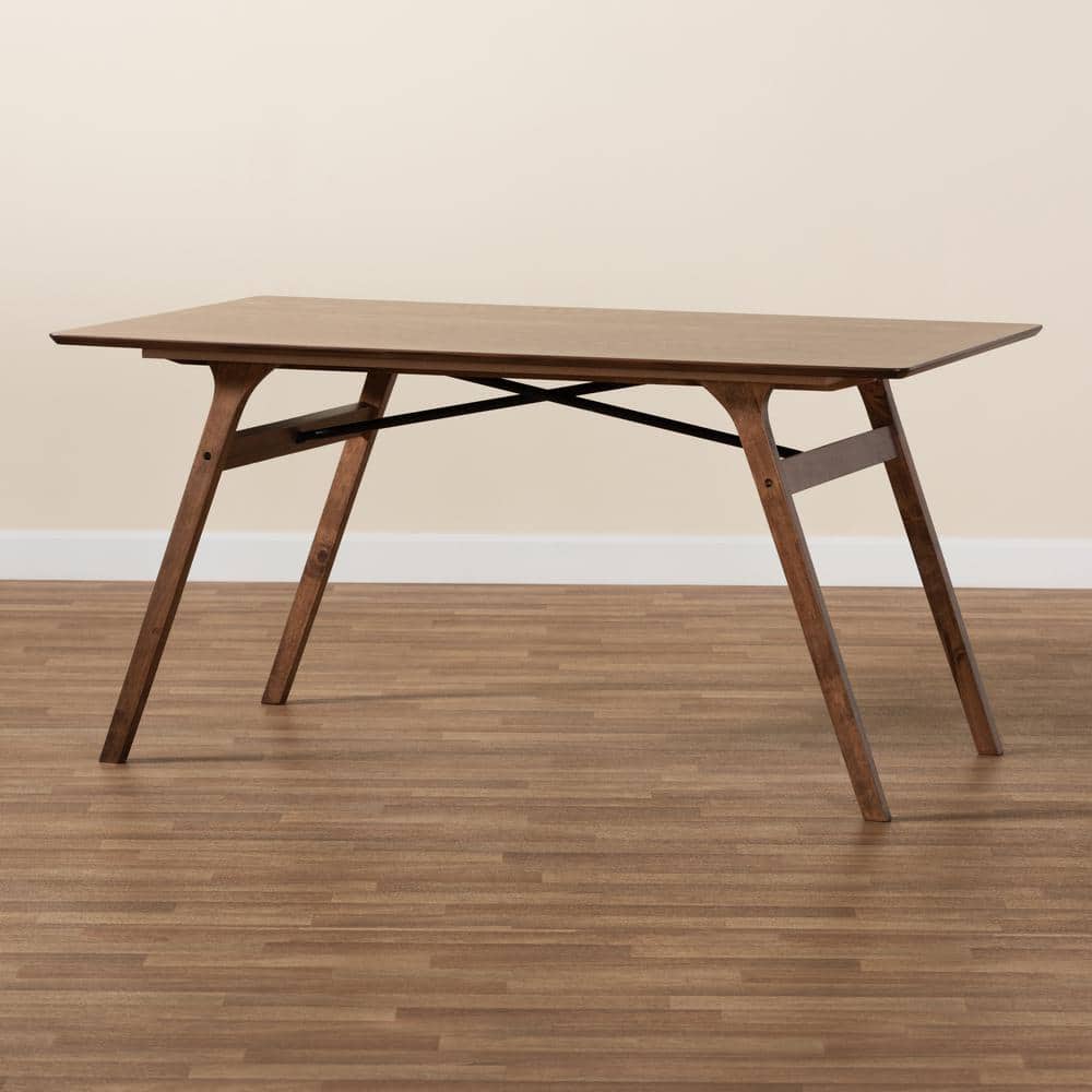 Saxton Mid-Century Walnut Wood Dining Table - Seats Six