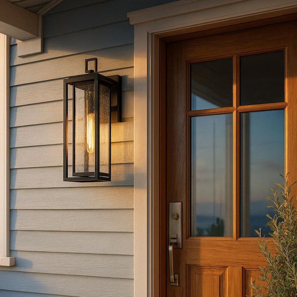 Republic 1-Light LED Black Hardwired Outdoor Wall Lantern Sconce