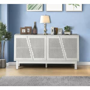 Kiemenz White Wood 58 in. W Sideboard with Solid Wood Legs