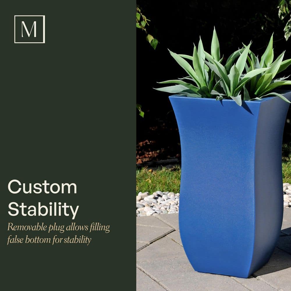 Valencia Neptune Blue Tulip-Shaped Tall Polyethylene Planter