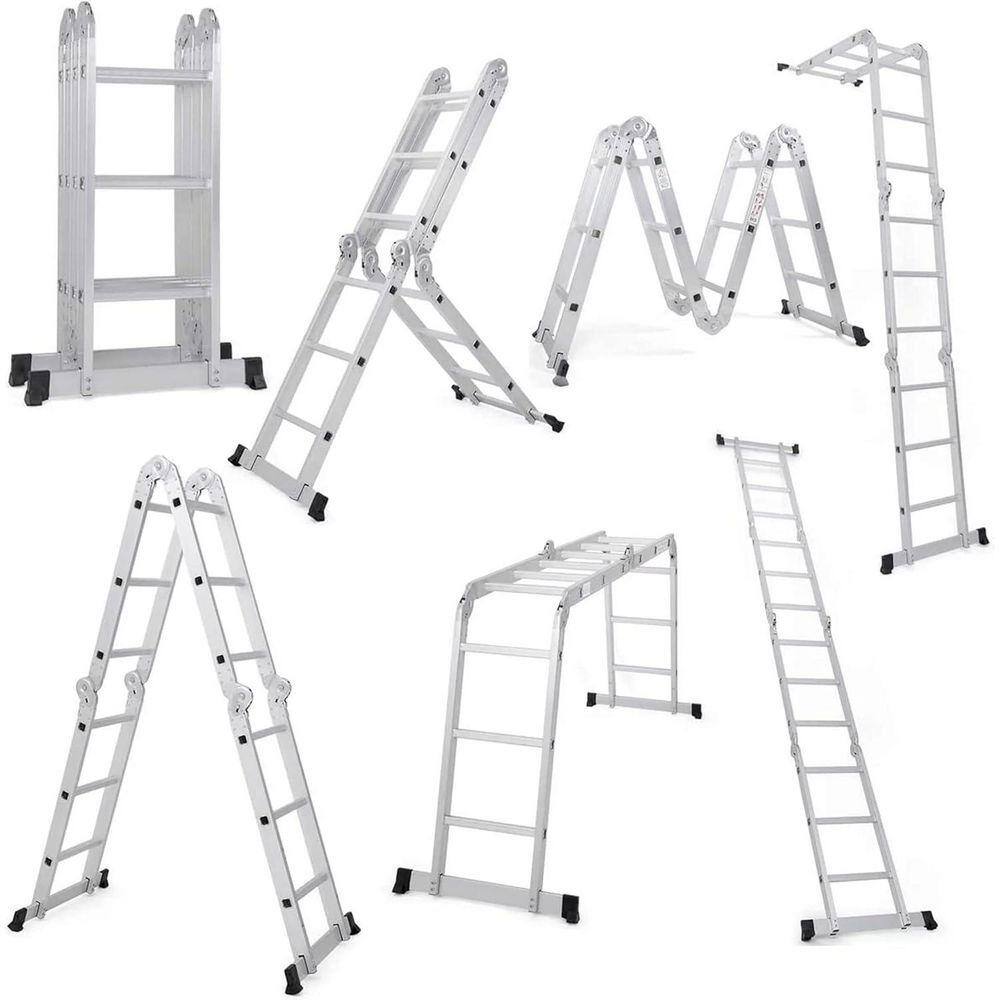 Compresable Ladder 12.5 ft. Reach Aluminium Folding Multi-Position 7 in 1 Heavy Duty ...