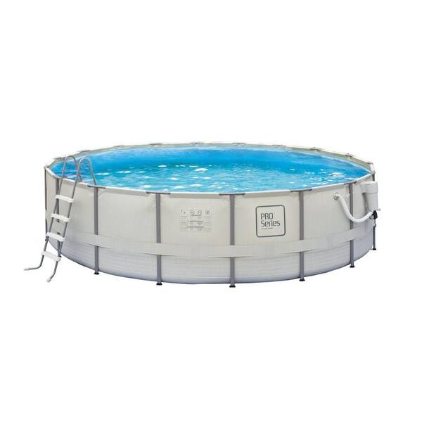 Polygroup PRO Series 24 ft. Round 52 in. Deep Metal Frame Swimming Pool Package