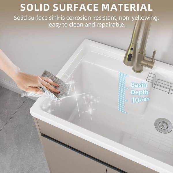 Getpro 30 in. x 22 in. x 36 in. Freestanding Laundry Sink with