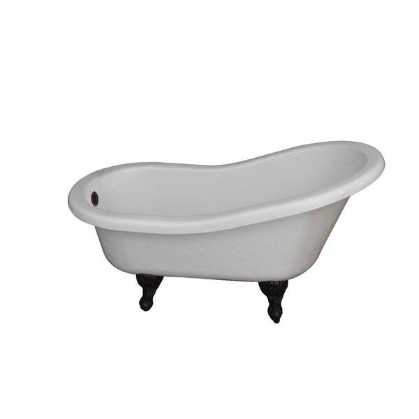 Barclay Products 5.6 ft. Acrylic Claw Foot Slipper Tub in White with Oil Rubbed Bronze Feet