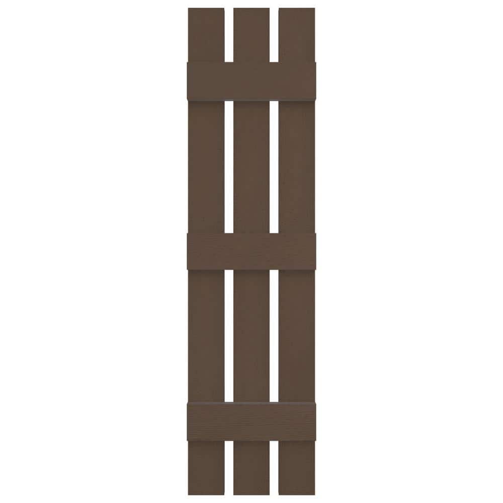 French Roast Vinyl Board and Batten Decorative Shutters, 12" x 59"