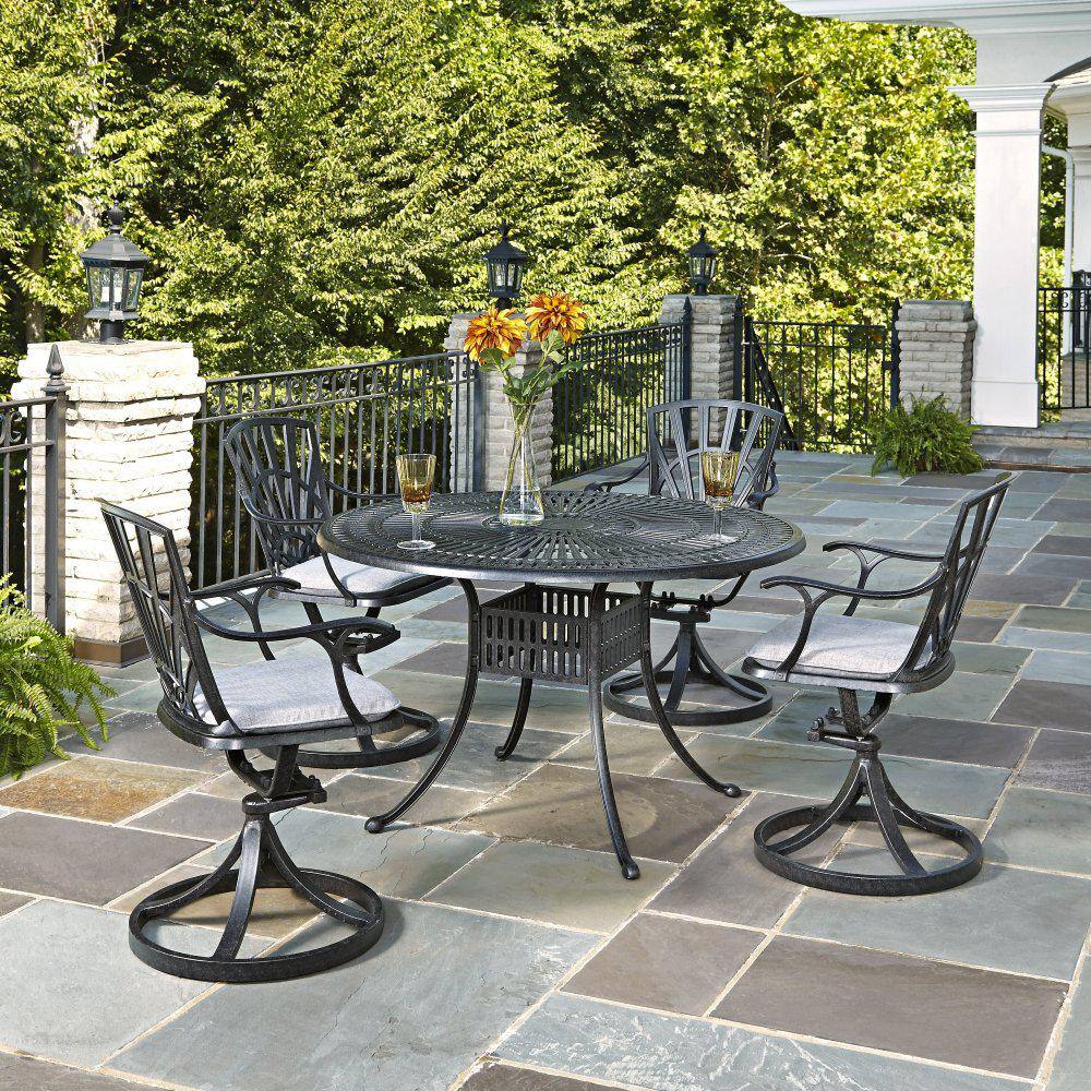 Charcoal 48" Round Metal 5-Piece Outdoor Dining Set