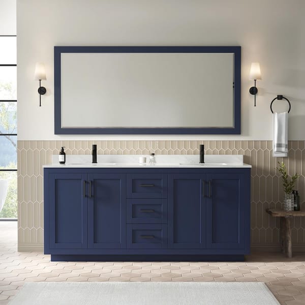 Wyndham Collection 72 in. W x 22 in. D Quartz White Rectangular