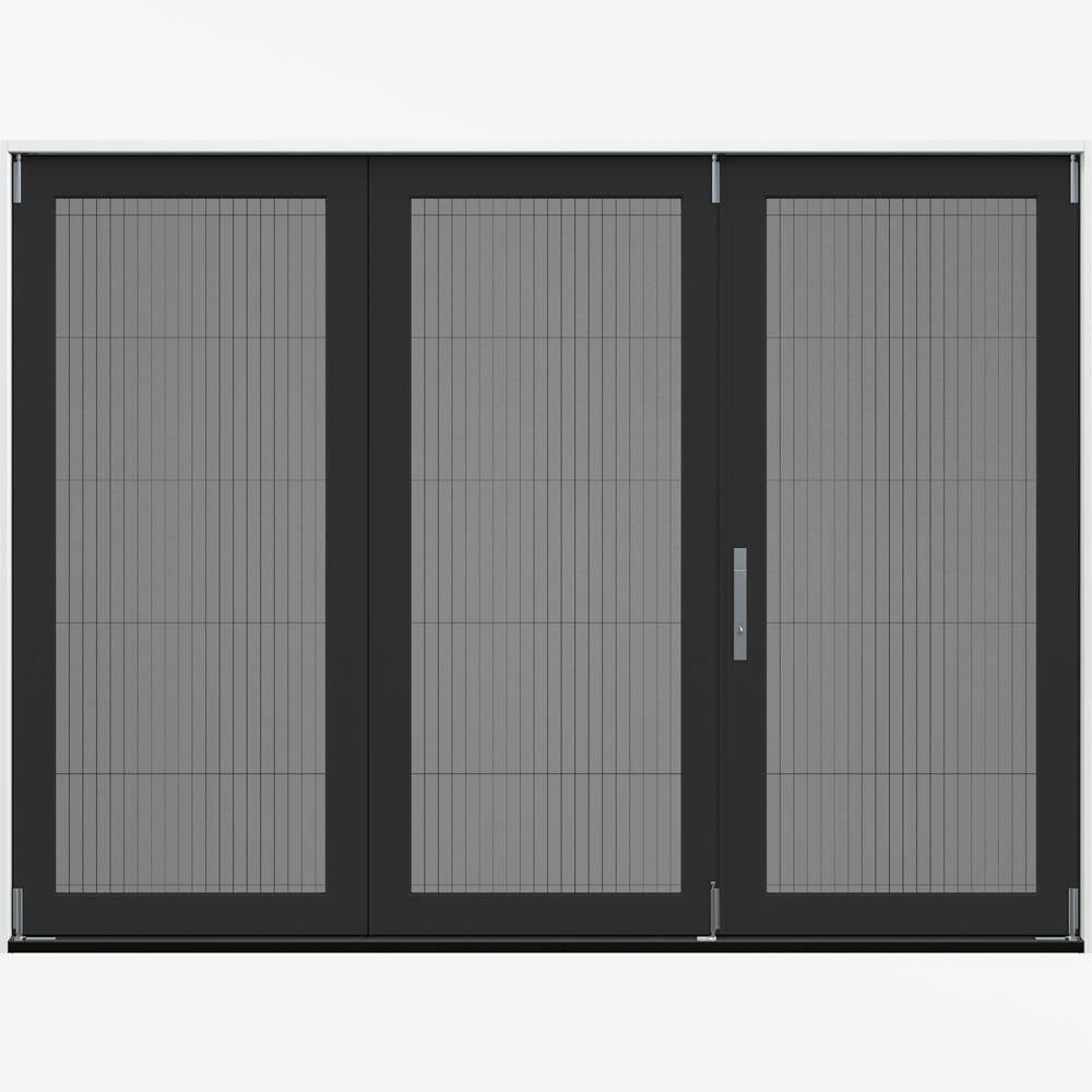 108 in. x 80 in. F4500 Left-Hand Black/White Fiberglass 3-Panel Folding Patio Door w/Low-E Impact Glas and Screen product image for price tracking