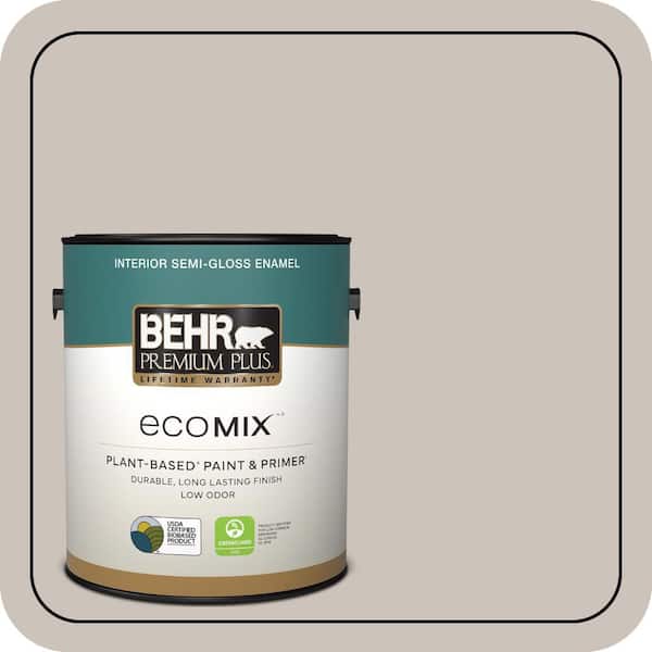 1 gal. #N200-2 Doeskin Gray Semi-Gloss Enamel EcoMix Plant-Based Interior Paint & Primer