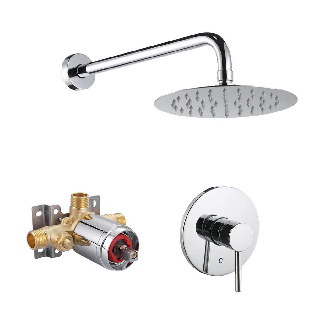 Wall-Mount Single Handle 1-Spray Shower Faucet 1.8 GPM with Pressure Balance Valve in Polished Chrome price history on PriceWatchPro