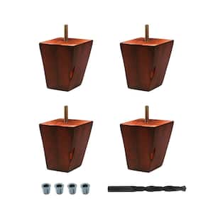 3-3/4 in. x 3 in. Stained Cherry Solid Hardwood Square Bun Foot (4-Pack)