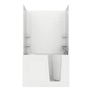Rampart 4.5 ft. Walk-in Whirlpool and Air Bathtub with 4 in. Tile Easy Up Adhesive Wall Surround in White