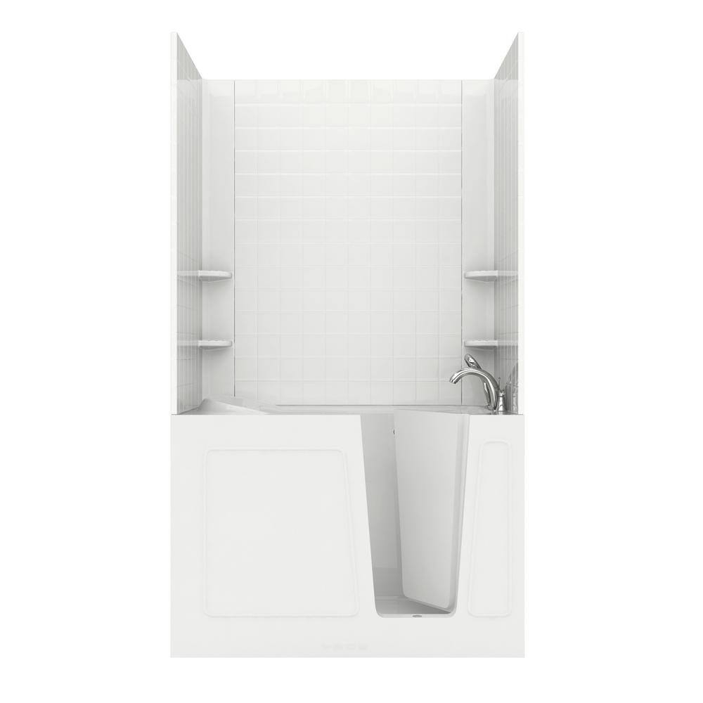 NOVA Heated Rampart 4.5 ft. Walk-in Non-Whirlpool Bathtub with 4 in. Tile Easy Up Adhesive Wall Surround in White price history on PriceWatchPro