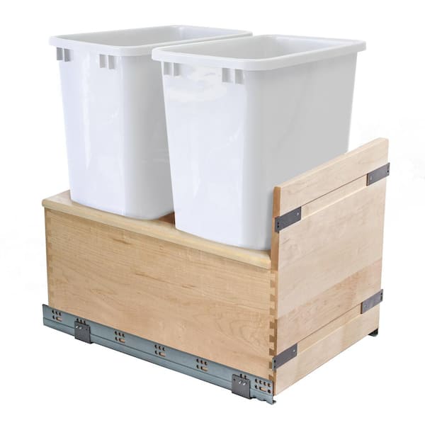 MEADOW LANE 14-7/8 in. W x 23-1/4 in. H x 21 in. D Double 50 qt. White Pull Out Bottom Mount Waste Container