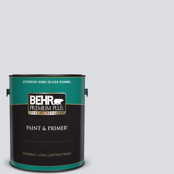 BEHR PREMIUM PLUS 1 gal. #N540-1 Script White Semi-Gloss Enamel Exterior Paint & Primer