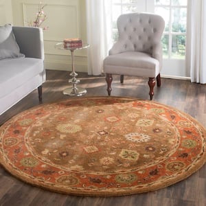 Heritage Moss/Rust 4 ft. x 4 ft. Round Border Area Rug