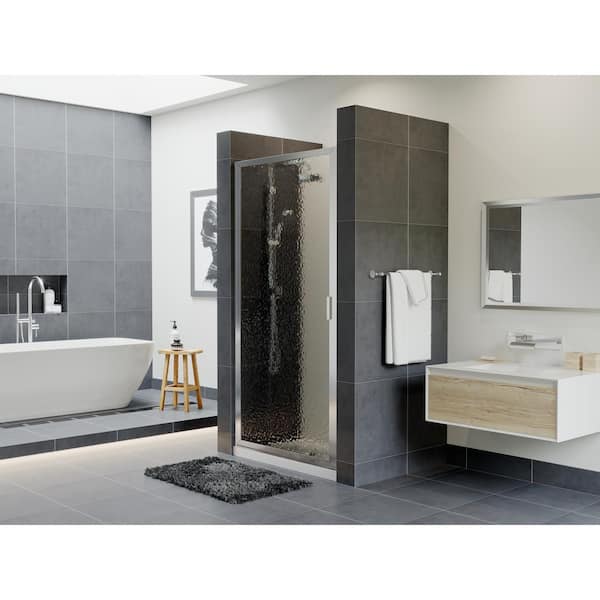 Coastal Shower Doors Paragon 24 in. to 24.75 in. x 70 in. Framed Continuous Hinged Shower Door in Chrome with Aquatex Glass