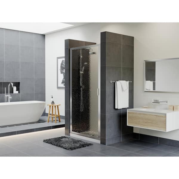 Coastal Shower Doors Paragon 30 in. to 30.75 in. x 70 in. Framed Continuous Hinged Shower Door in Chrome with Aquatex Glass