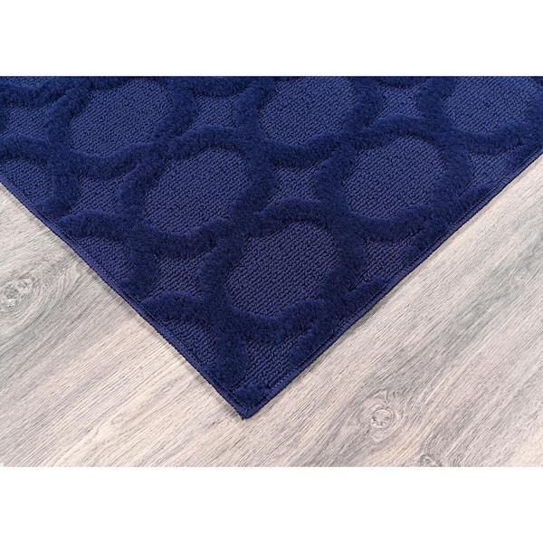 Garden Trellis Navy 9 ft. x 12 ft. Indoor/Outdoor Area Rug
