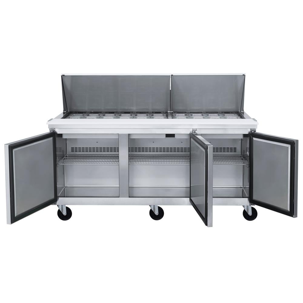 72.25" Stainless Steel 3-Door Commercial Food Prep Table