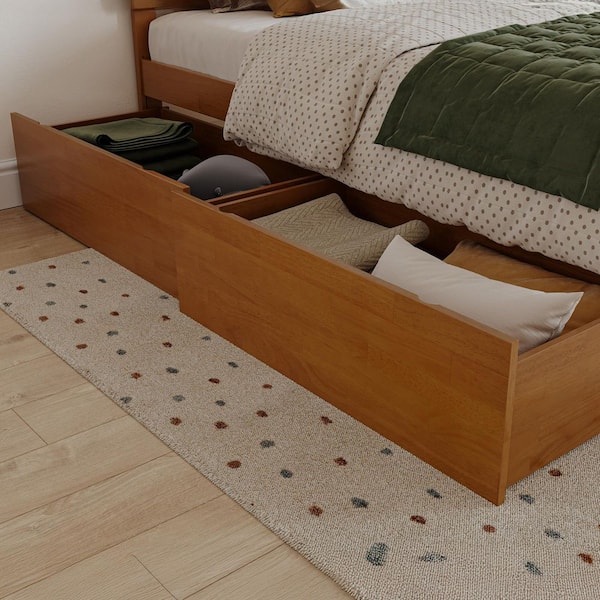 Urban Light Toffee Natural Bronze Twin and Full Frame Solid Wood Bed Drawers