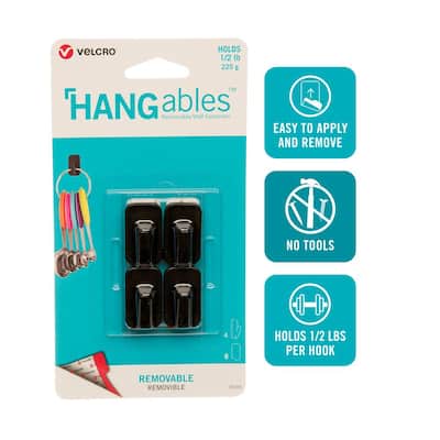 HANGables Removable Micro Hook in Black (4-Count)