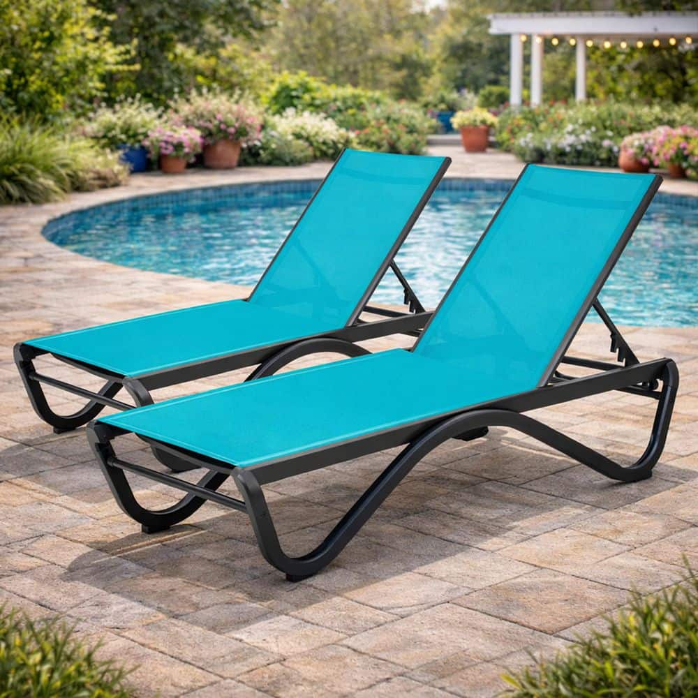 KOZYARD 2 Packs Sturdy Aluminum Outdoor Chaise Lounge-Adjustable