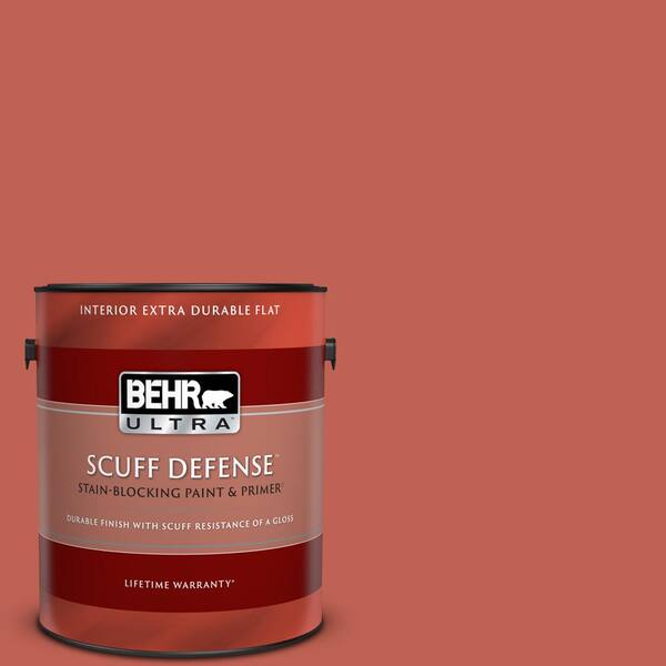 BEHR ULTRA 1 gal. #190D-6 Red Jalapeno Extra-Durable Flat Interior Paint & Primer