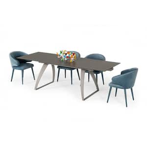 Danielle White Clear Glass 94 in. Sled Dining Table (Seats 6)