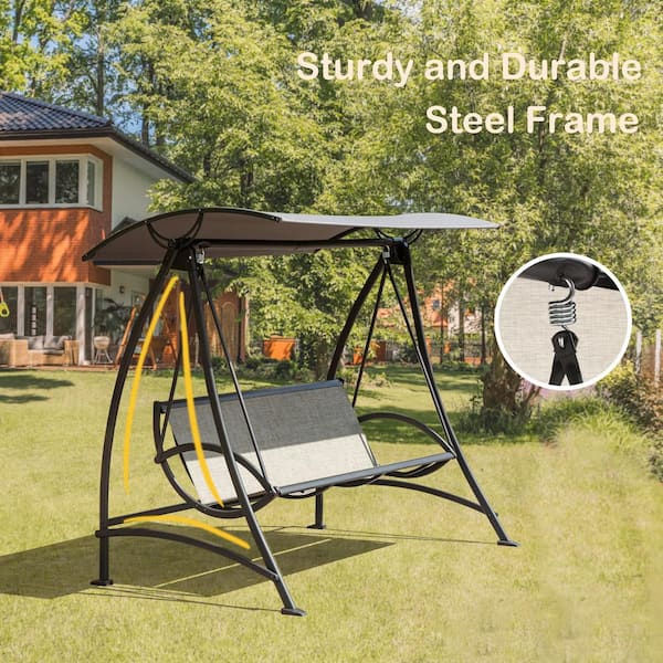 swing 　　no3 domi outdoor living 3-Person Metal Porch Patio Swings with