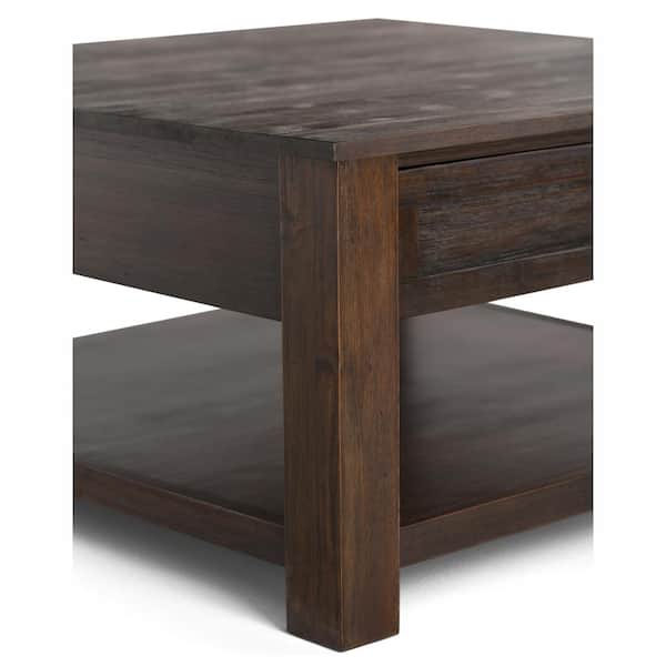 Square Wood Coffee Table, Distressed Brown Coffee Table Set